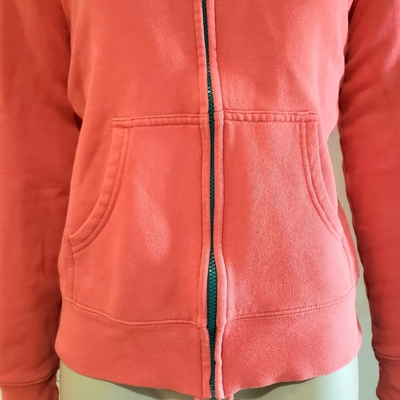 The North Face Womens XS 4 Embroidered Zip Hoodie Fleece Lined Coral Teal Jacket - Picture 7 of 15